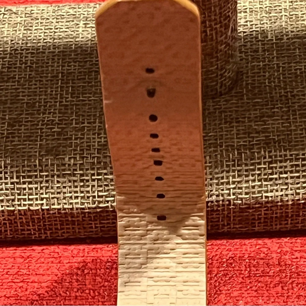 TORY BURCH AUTHENTIC ‘LIZZIE’ SQUARE FAUX WOOD DESIGN GENUINE LEATHER WATCH - Picture 15 of 17